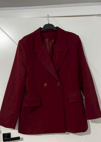 Bordo Düğmeli Kadın Blazer Ceket