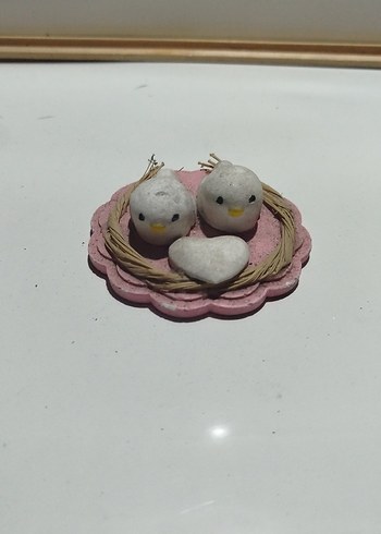 Pembe Pastel Kuş Figürlü Süs 9cm - Görsel 2