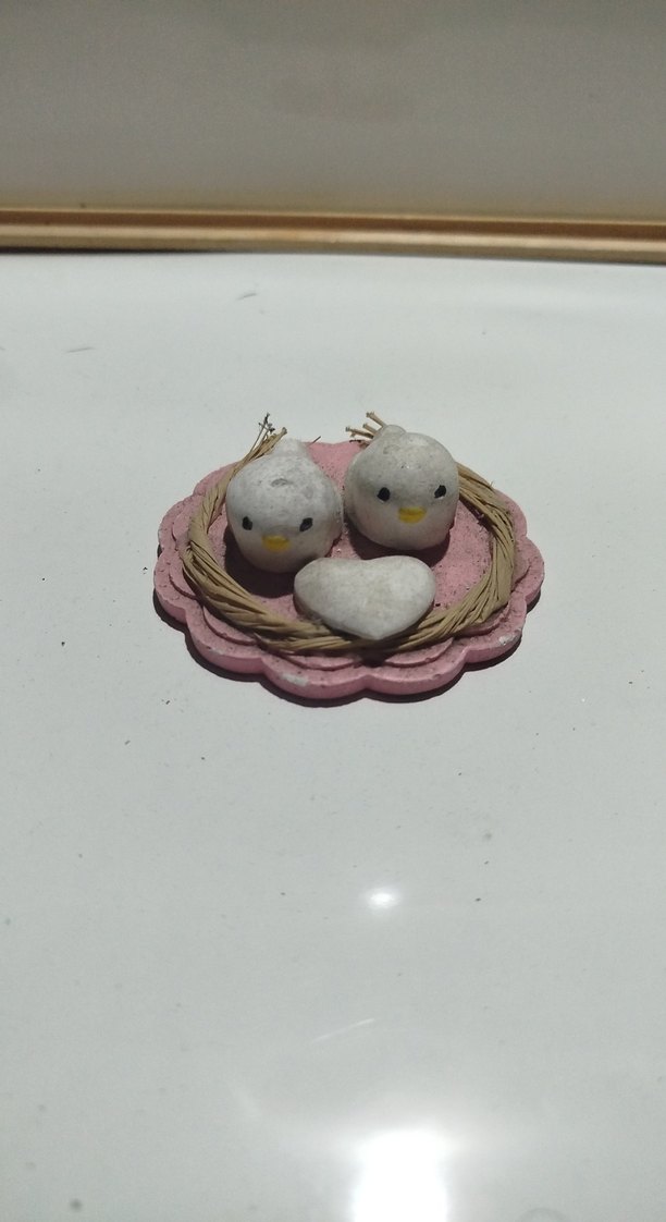 Pembe Pastel Kuş Figürlü Süs 9cm - Görsel 2