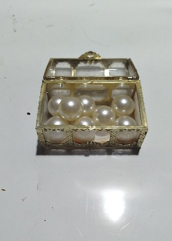 İnci Detaylı Altın Renkli Kadın Kol Düğmesi 8×6cm - Görsel 8