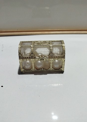 İnci Detaylı Altın Renkli Kadın Kol Düğmesi 8×6cm - Görsel 3