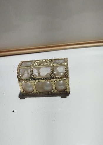 İnci Detaylı Altın Renkli Kadın Kol Düğmesi 8×6cm - Görsel 5
