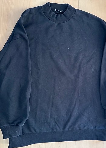 Siyah Kadın Sweatshirt, Yuvarlak Yaka, Uzun Kollu