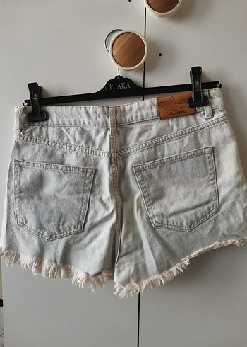 Yırtık Detaylı Gri Mini Denim Şort - Görsel 8