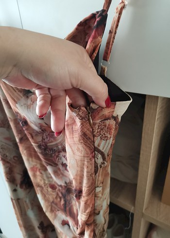 Drapeli Askılı Midi Bohem Elbise - Görsel 6