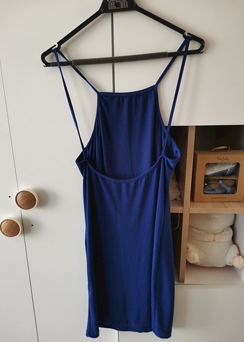 Askılı Lacivert Midi Elbise - Görsel 3