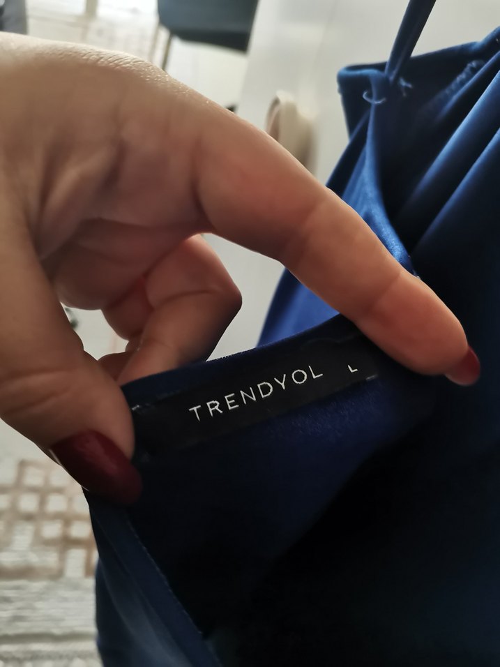 Askılı Lacivert Midi Elbise - Görsel 5