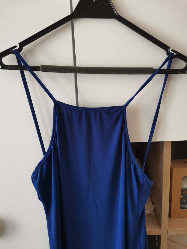 Askılı Lacivert Midi Elbise - Görsel 2