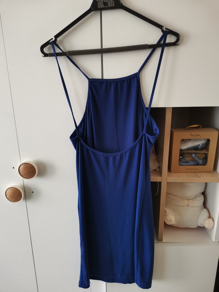 Askılı Lacivert Midi Elbise - Görsel 3