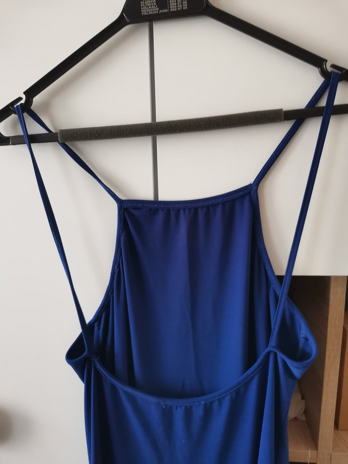 Askılı Lacivert Midi Elbise - Görsel 4