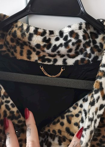 Leopar Desenli Kısa Suni Kürk Ceket - Görsel 5