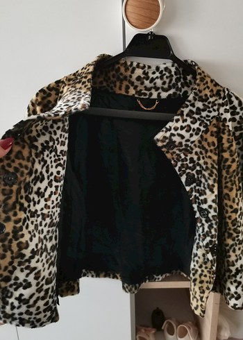 Leopar Desenli Kısa Suni Kürk Ceket - Görsel 8