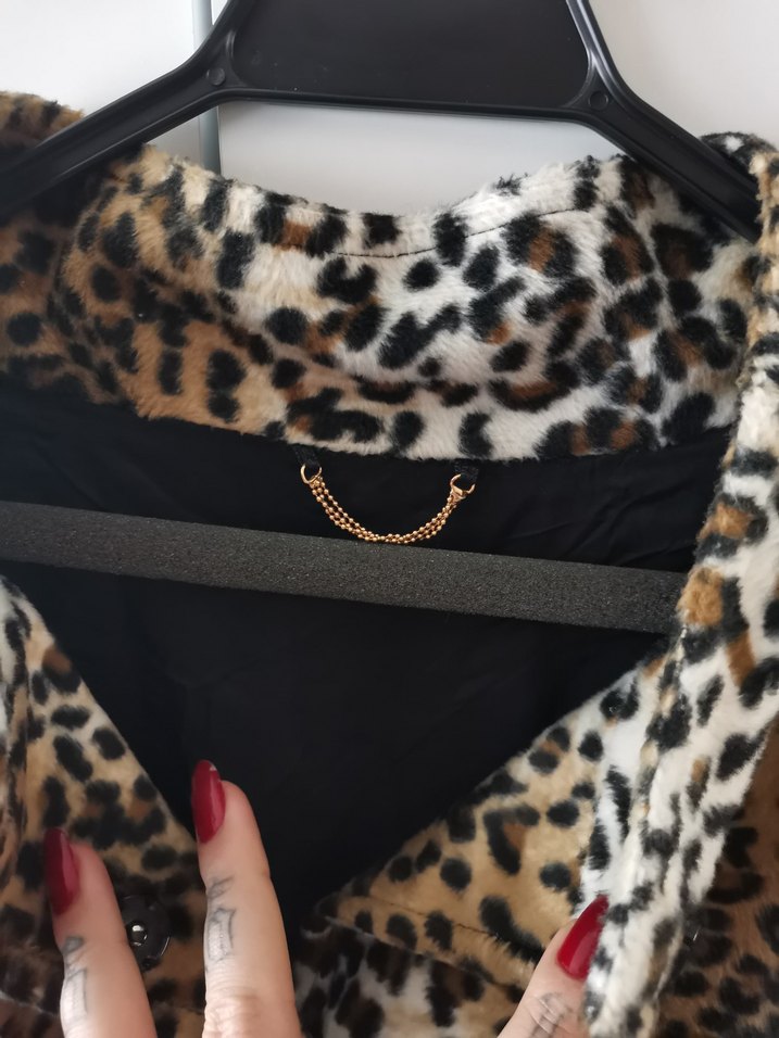 Leopar Desenli Kısa Suni Kürk Ceket - Görsel 5