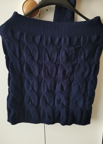 Alt - üst takım 
Kadın Lacivert Boğazlı Örgü kazak ve etek - Görsel 2