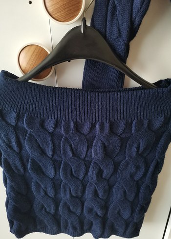 Alt - üst takım 
Kadın Lacivert Boğazlı Örgü kazak ve etek - Görsel 5