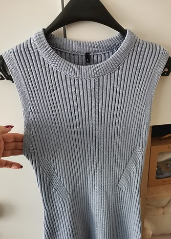 Bebe mavisi Triko Midi Elbise - Görsel 2