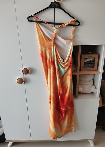 Kadın Çok Renkli Drapeli Uzun Elbise - Görsel 5