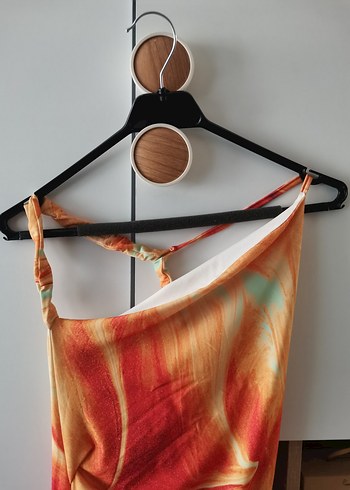 Kadın Çok Renkli Drapeli Uzun Elbise - Görsel 2