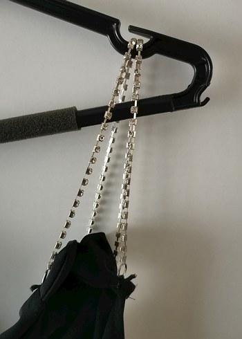 Drapeli Siyah Uzun V Yakalı Strappy Elbise - Görsel 6