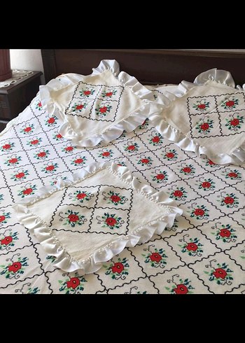 el emegi göz nuru işleme yatak örtüsü 190/ 140 cm - Görsel 3