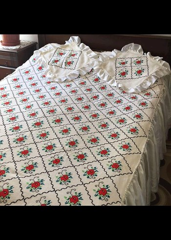 el emegi göz nuru işleme yatak örtüsü 190/ 140 cm - Görsel 2