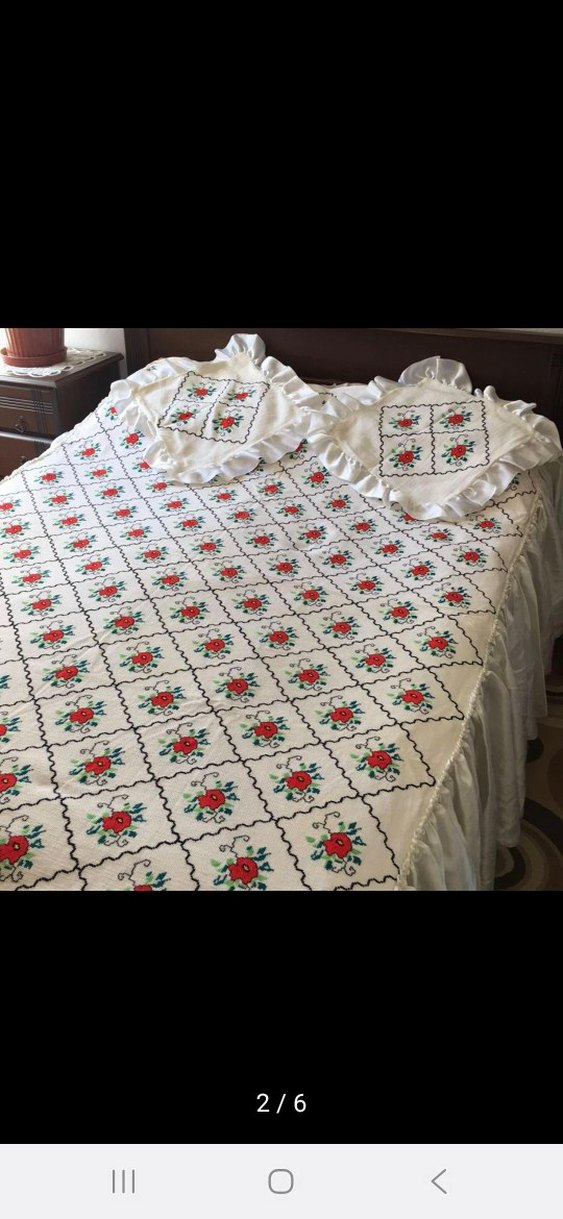 el emegi göz nuru işleme yatak örtüsü 190/ 140 cm - Görsel 2