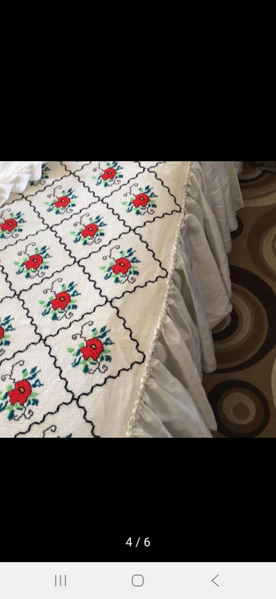 el emegi göz nuru işleme yatak örtüsü 190/ 140 cm - Görsel 4