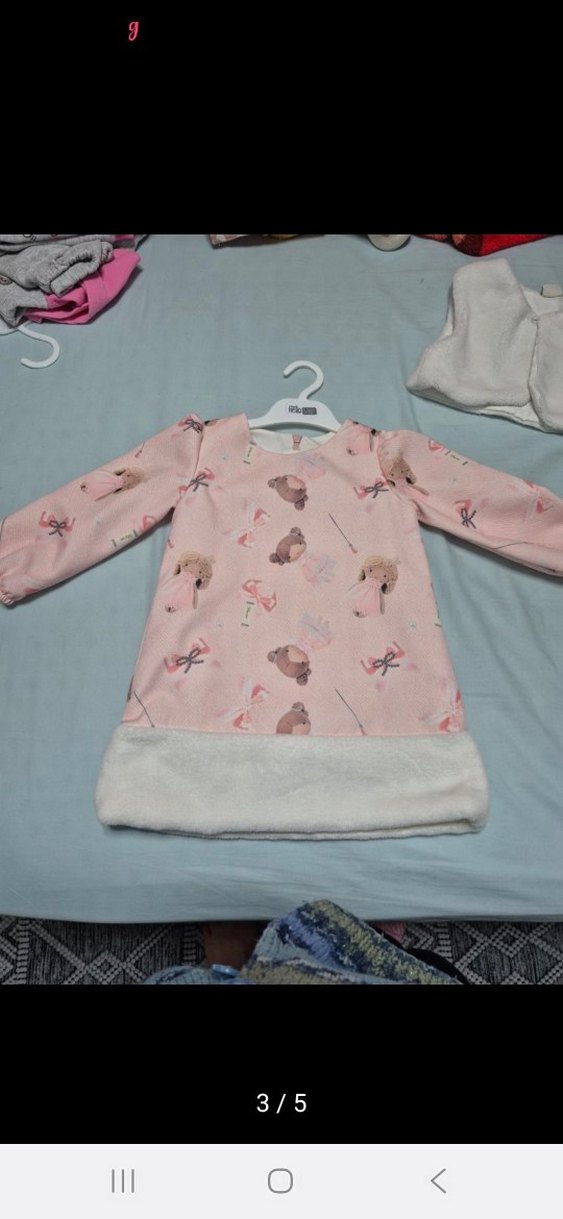 Kız Çocuk Pembe Tüylü Bolero Set - Görsel 3