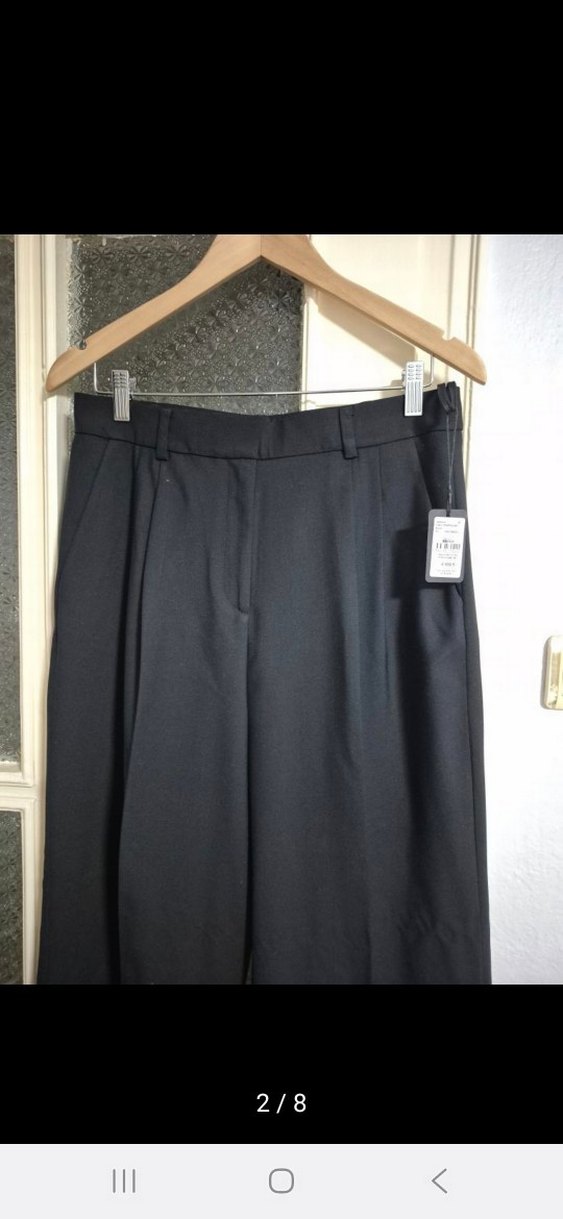 Siyah Kadın Midi Kumaş Pantolon - Görsel 2