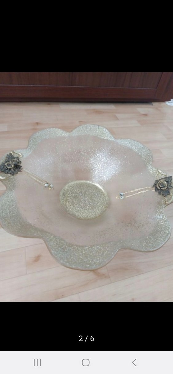 Bej Çiçek Desenli Dekoratif Tabak - Görsel 2