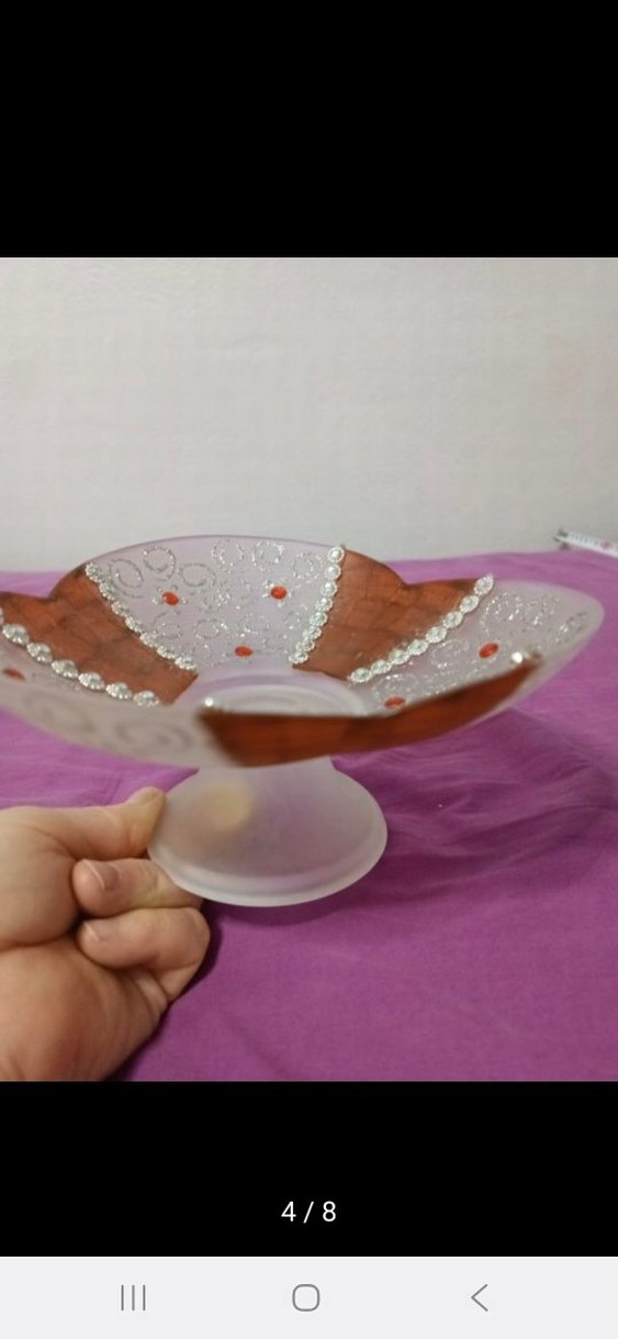 Nakışlı Bej Dekoratif Tabak - Görsel 5