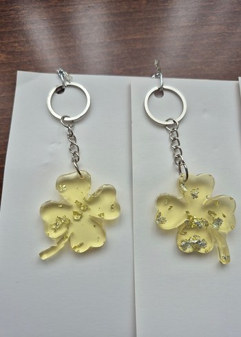 Altın Renkli Boncuklu Yonca Anahtarlık - Görsel 2