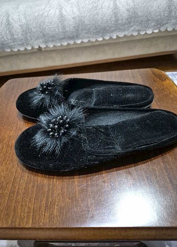 Siyah Kürklü Kadın Terlik Platform Topuklu - Görsel 2