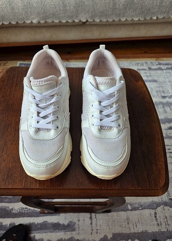 Beyaz Platform Topuklu Spor Ayakkabı - Görsel 2