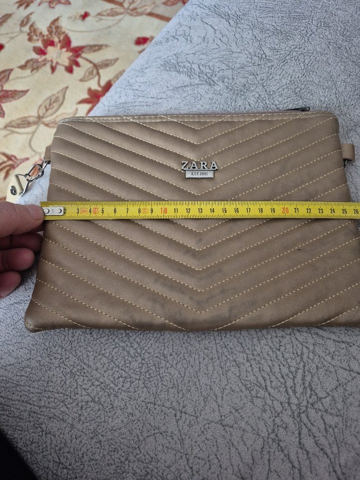 Bej Deri Fermuarlı Kadın Clutch Çanta — görsel 4/6