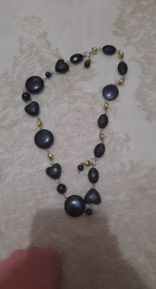 Uzun Gold Boncuklu Bohem Kadın Kolye - Görsel 2