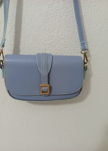 Mavi Süet Tokalı Kadın Çanta - Görsel 2