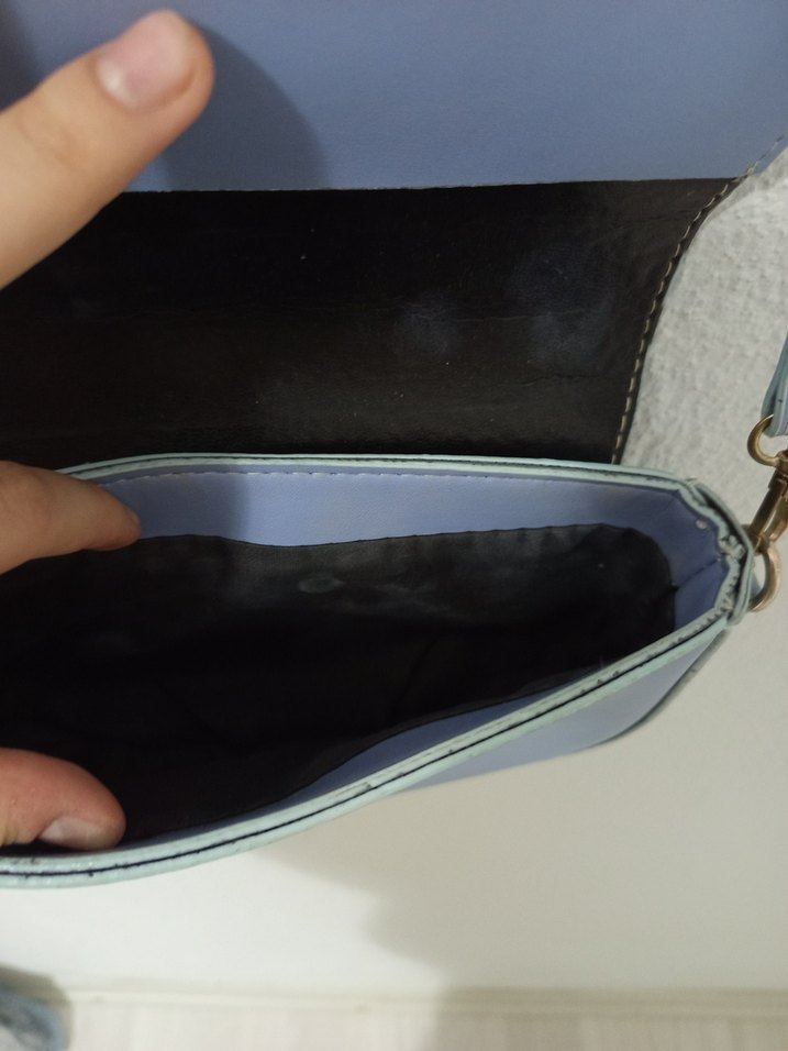 Mavi Süet Tokalı Kadın Çanta - Görsel 4