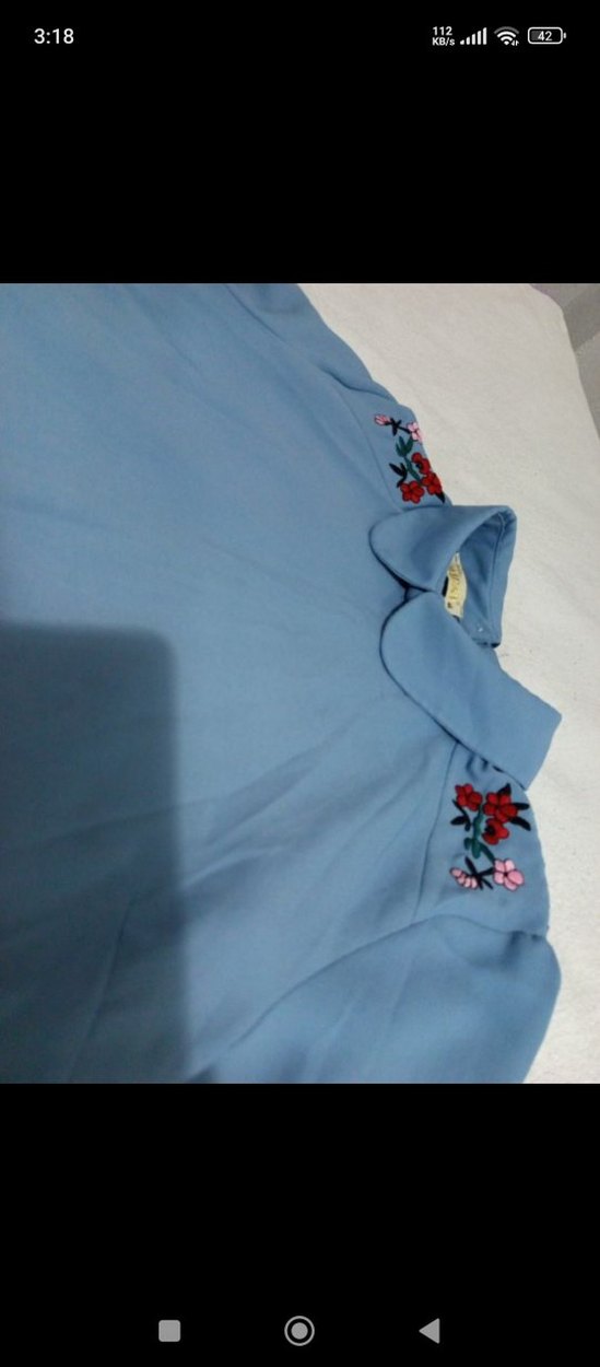 Nakışlı Uzun Kollu Mavi Bohem Tunik - Görsel 2