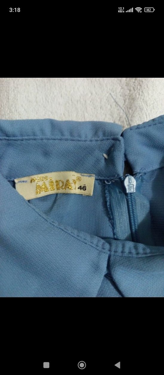 Nakışlı Uzun Kollu Mavi Bohem Tunik - Görsel 5