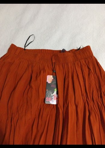 Kadın kiremit rengi Uzun Salaş Etek - Görsel 3