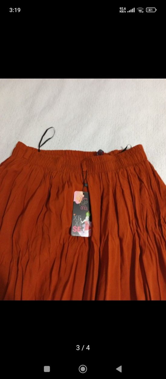 Kadın kiremit rengi Uzun Salaş Etek - Görsel 3