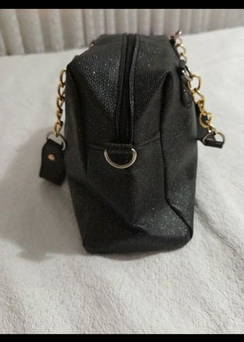 Zincir Detaylı Siyah Deri Kadın Çanta - Görsel 3