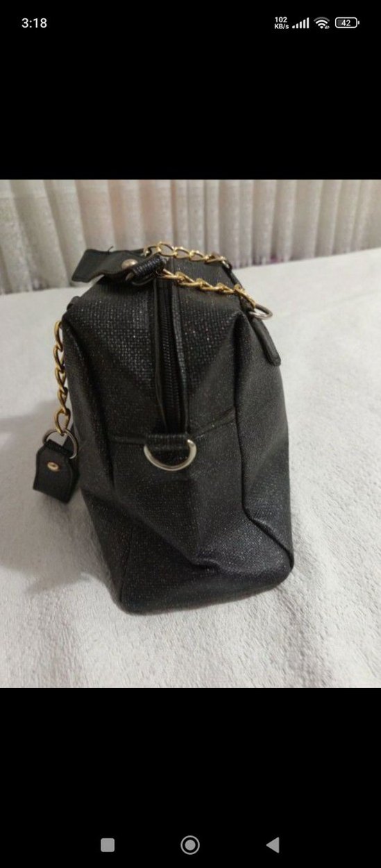 Zincir Detaylı Siyah Deri Kadın Çanta - Görsel 2