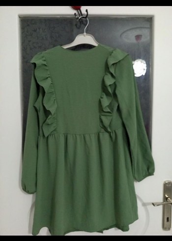 Uzun Kollu Yeşil Fırfırlı gömlek - Görsel 6