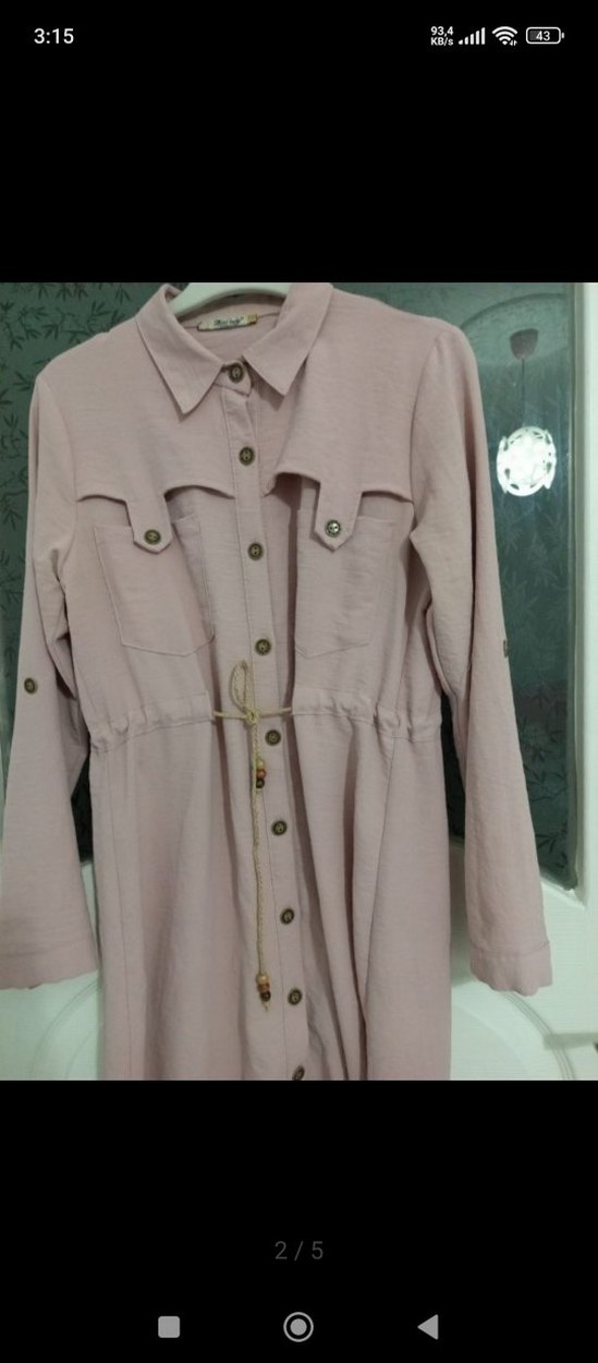 Düğmeli Pembe Uzun Kollu Kadın gömlek - Görsel 2