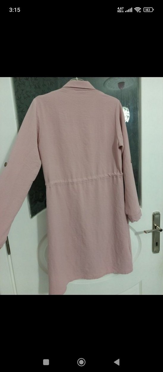 Düğmeli Pembe Uzun Kollu Kadın gömlek - Görsel 4