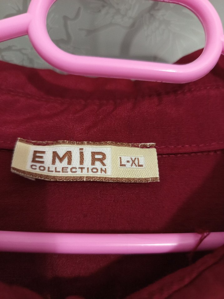 Bordo Düğmeli Uzun Kollu Salaş Gömlek - Görsel 4