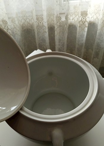 Mor Çiçek Desenli Porselen çorba sunumluğu - Görsel 4