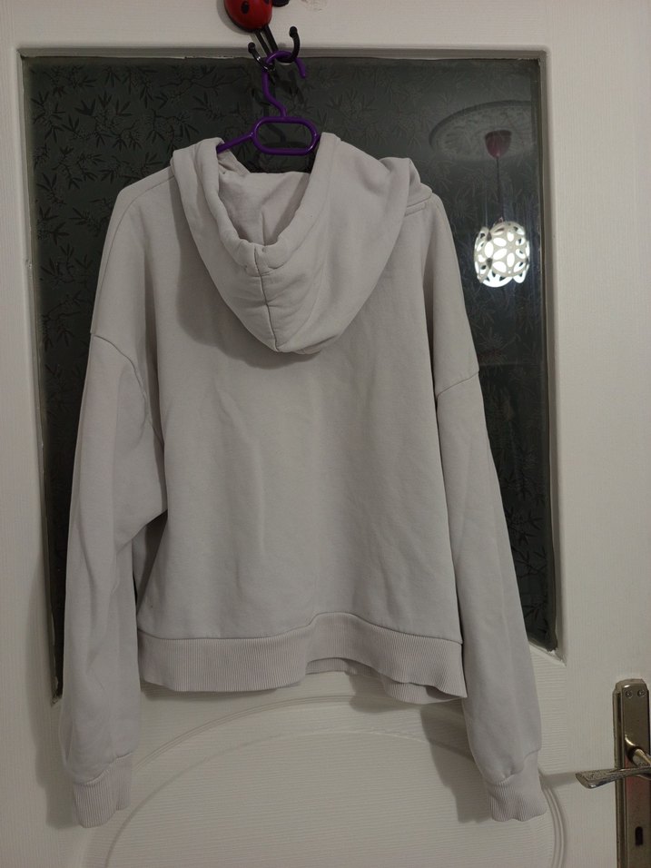 Mavi Gri Kapüşonlu Oversize Sweatshirt - Görsel 4
